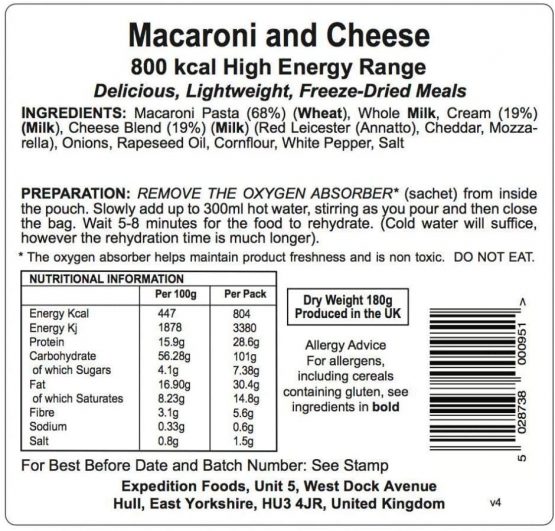 EXPEDITION FOODS expeditionfoods Expedition Foods High Energy Serving Macaroni and Cheese-Orange, 800kcal - Image 4