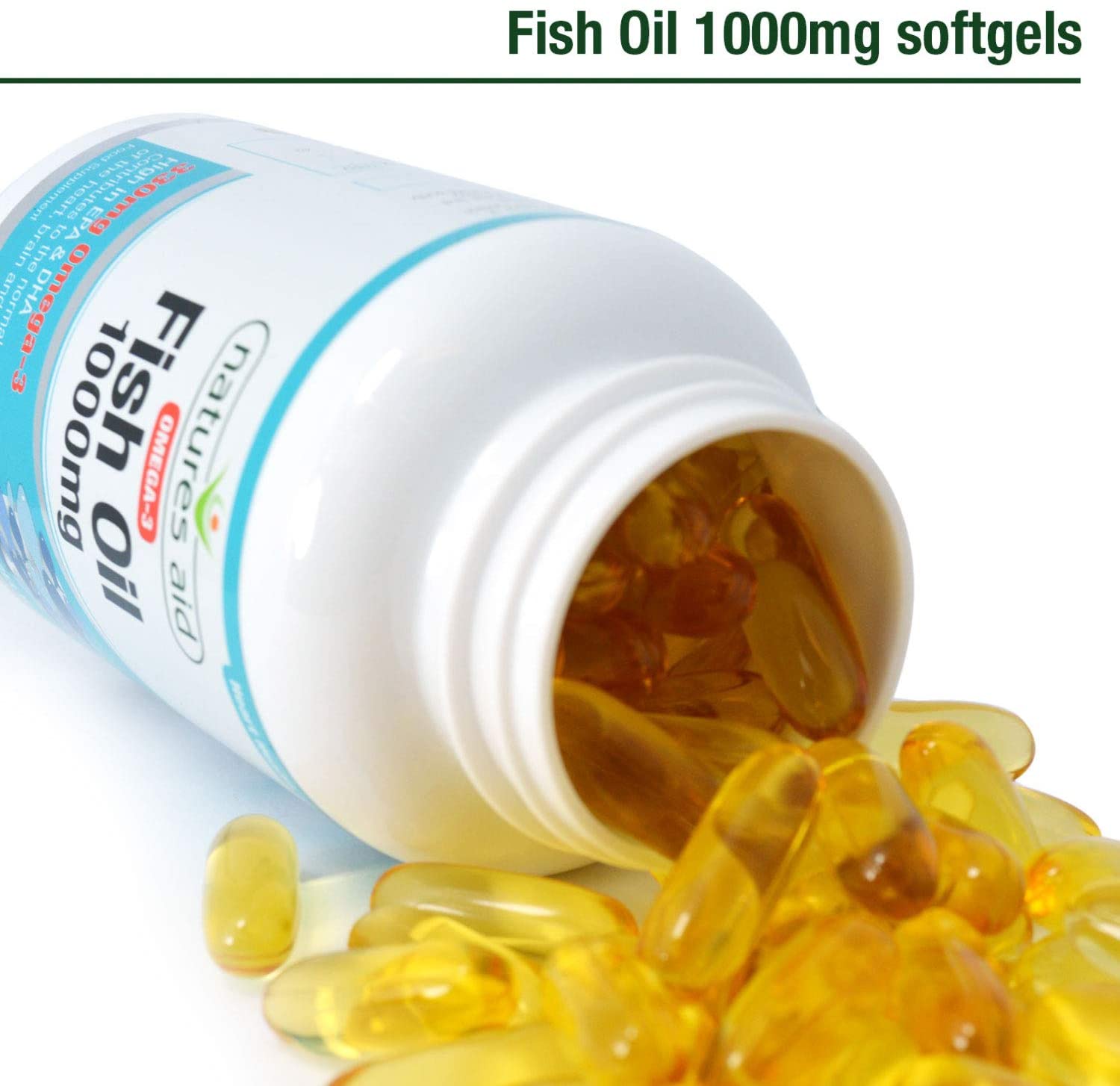 Natures Aid Fish Oil 1000mg, High Strength Omega-3 Supplement, Pure EPA & DHA, Supports Heart, Brain, Vision & Joint Health - Image 3