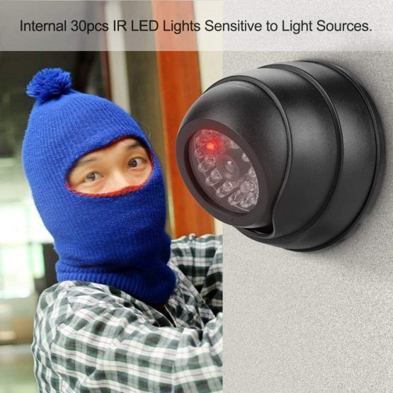 Dummy Camera,Flashing LED Waterproof Wall-mounted Fake Dome Camera CCTV Surveillance exterior Camera Indoor & Outdoor with 30pcs IR LED for Home/ Warehouse - Image 2
