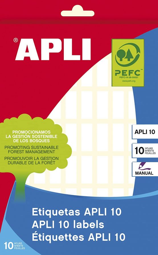 APLI 1633 White Labels 8 x 20 10 Sheets