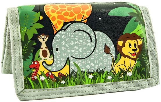Bobble Art Kids Jungle Wallet / Childrens Animal wallet for boys and girls with Velcro and Zip