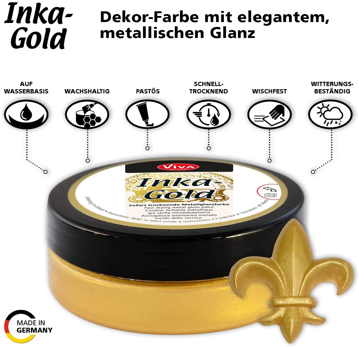 Viva Decor Gold-Inka Gold 2.2 Ounces Acrylic Paint Jar for Arts and Crafts Projects, 62.5 ml (Pack of 1) - Image 4
