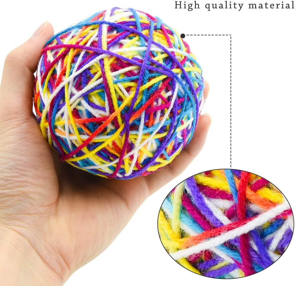 Furpaw Cat Balls Toys, 2 Pcs Colorful Wool String Foam Ball Cat Balls