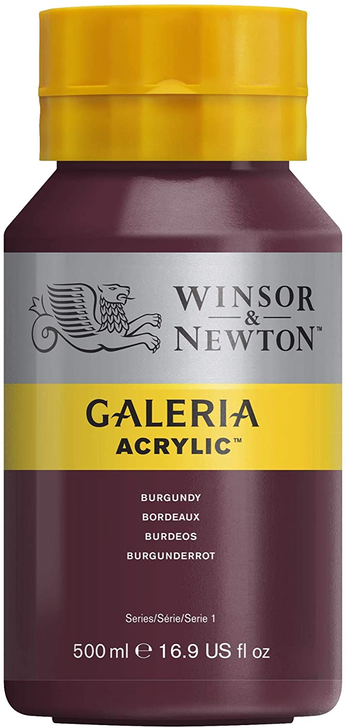 Winsor & Newton Series 1 500ml Bottle Galeria Acrylic Colour with Nozzle Cap - Burgundy,WN2150075, 500 ml (Pack of 1)
