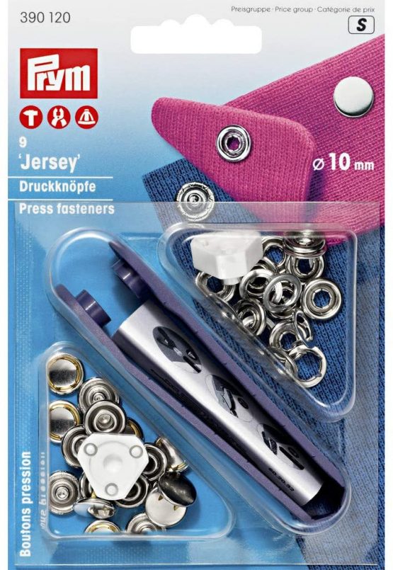 Prym PRYM_390120-1 Non-sew Press Fasteners Jersey Brass Smooth Cap Silver col 10 mm