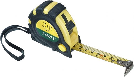 Linex Measuring Tape with Hook and Non-slip Surface Metric and Imperial with Belt Clip 3m Ref Lxemt3000