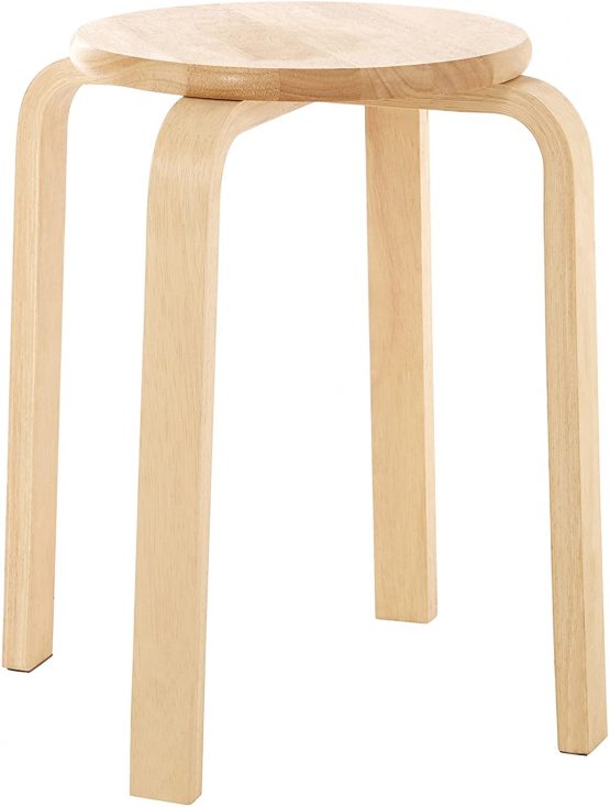 Premier Housewares Wooden Stool Small Stool Stacking Stools Tropical Hevea Wood Stool Anti-Fungal Wooden Stacking Stools 44 X 37 X 37 Cm - Image 2