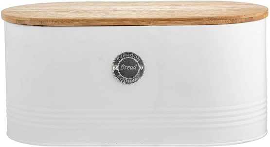 Arctic Round White Bread Bin Crock Storage Container With Lid, L33.5 x W18 cm x 16(H) cm - 7.5 Litre, White