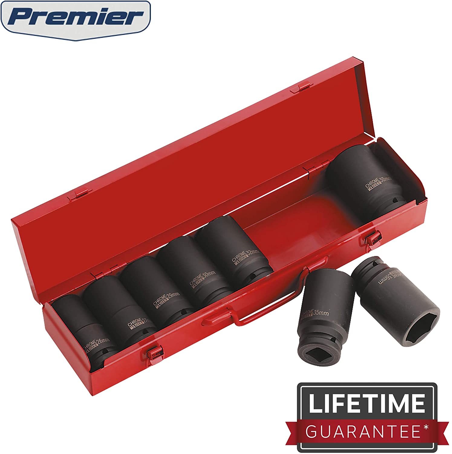 Sealey Ak80/9M Impact Socket Set 8Pc 3/4Sq Drive Deep Metric, Multicoloured, 3/4"