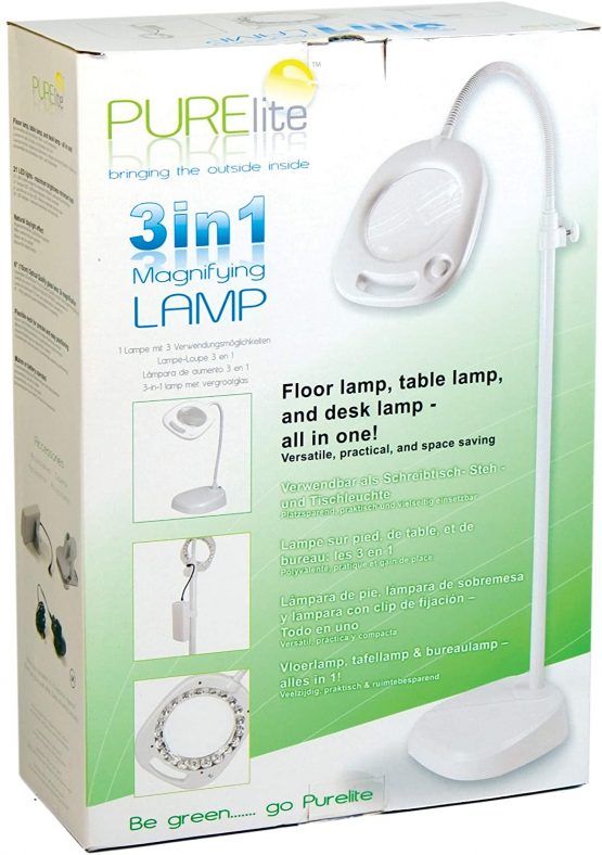 Purelite 3-in-1 Magnifying Lamp, Plastic - White - Image 3