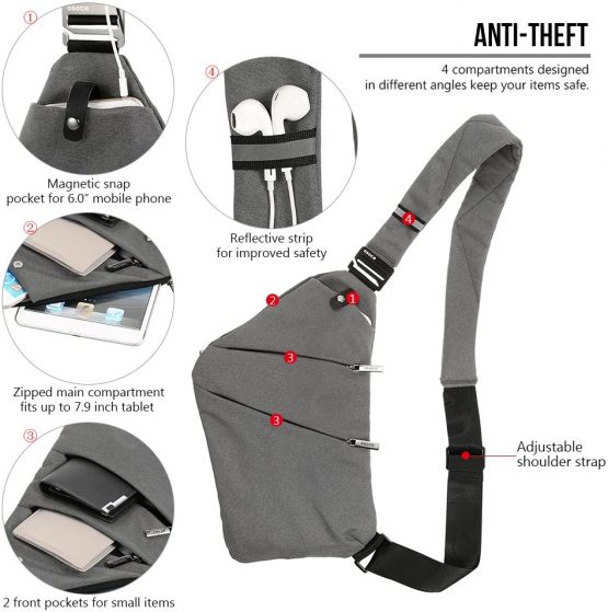 Lixada Sling Backpack Chest Bag Lightweight Outdoor Sport Travel Hiking Anti Theft Crossbody Shoulder Pack Bag Daypack for Men Women - Image 4