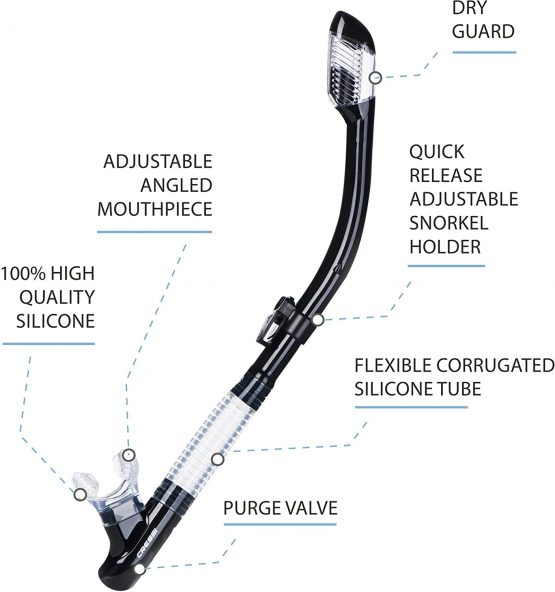 Cressi Premium Dry Snorkel Adult Unisex - Image 2