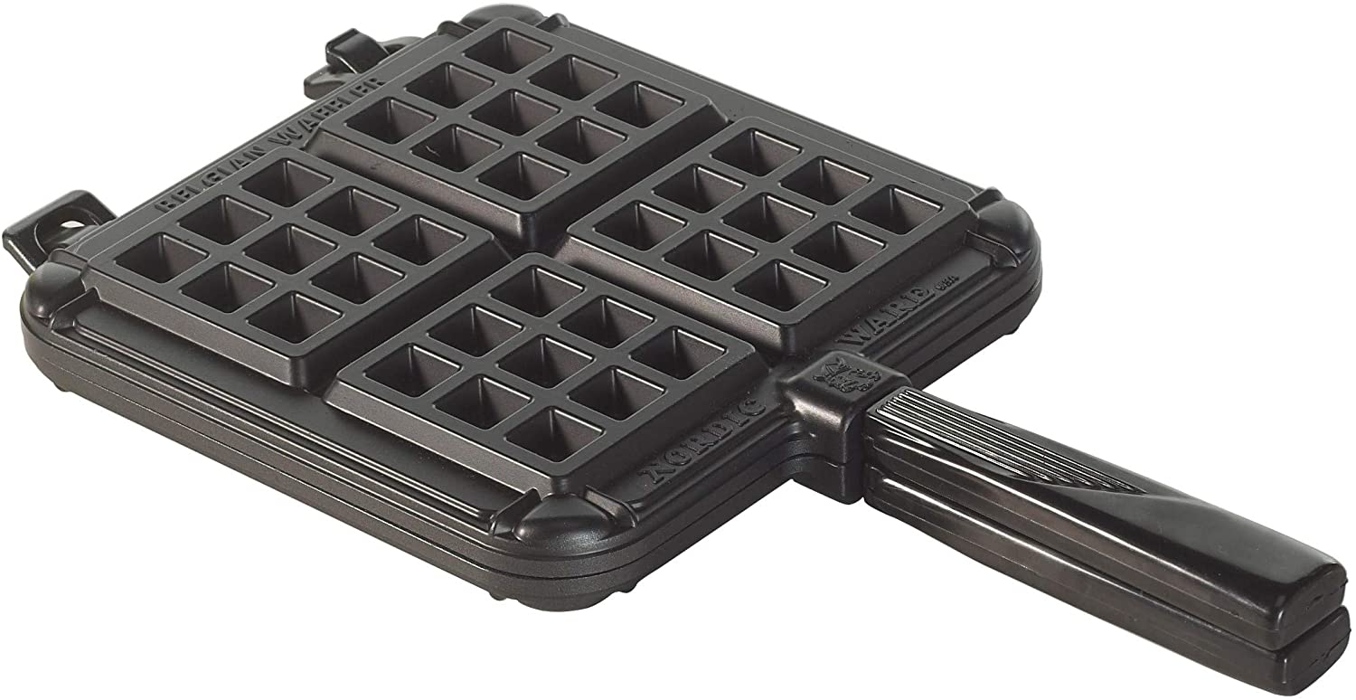 Nordic Ware Stovetop Belgian Waffle Maker, Cast Aluminium Waffle Iron, Mould for Belgian Waffles Made in The USA Colour: Black