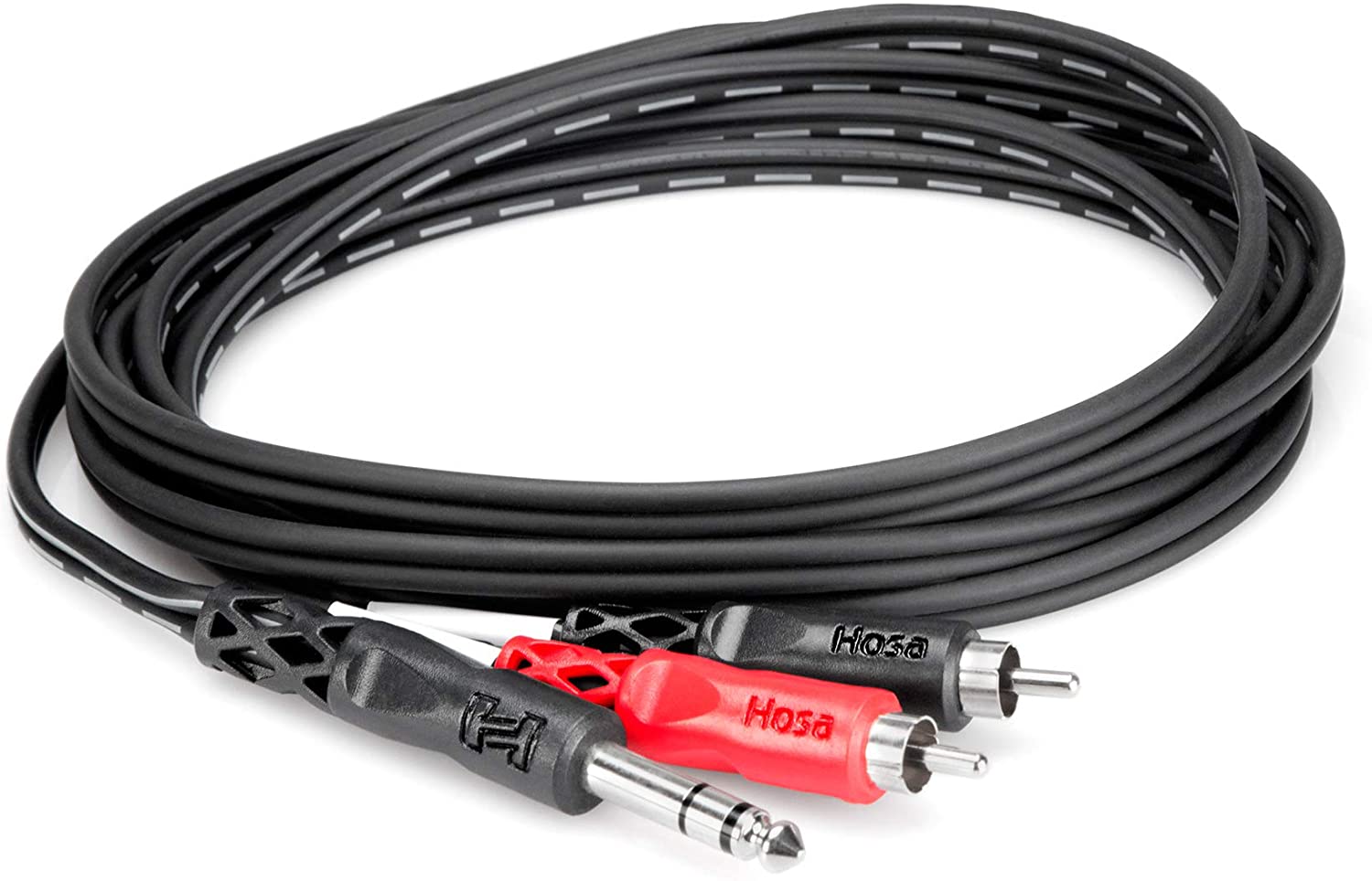 HosaTech TRS-204 4m 1/4 inch TRS to Dual RCA Insert Cable, Black, 13.1' - Image 2
