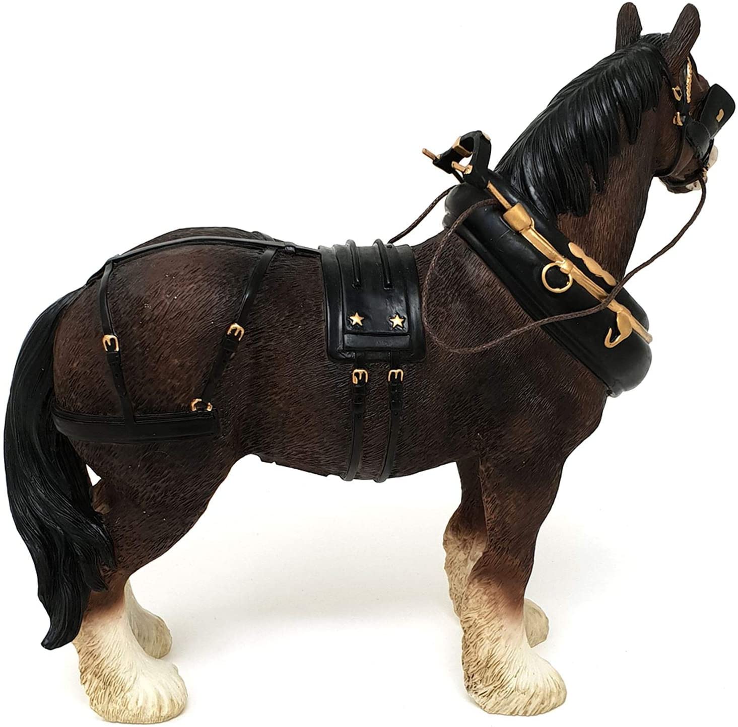 Leonardo Shire Horse With Harness Ornament, Length 23cm, Bay - Image 2