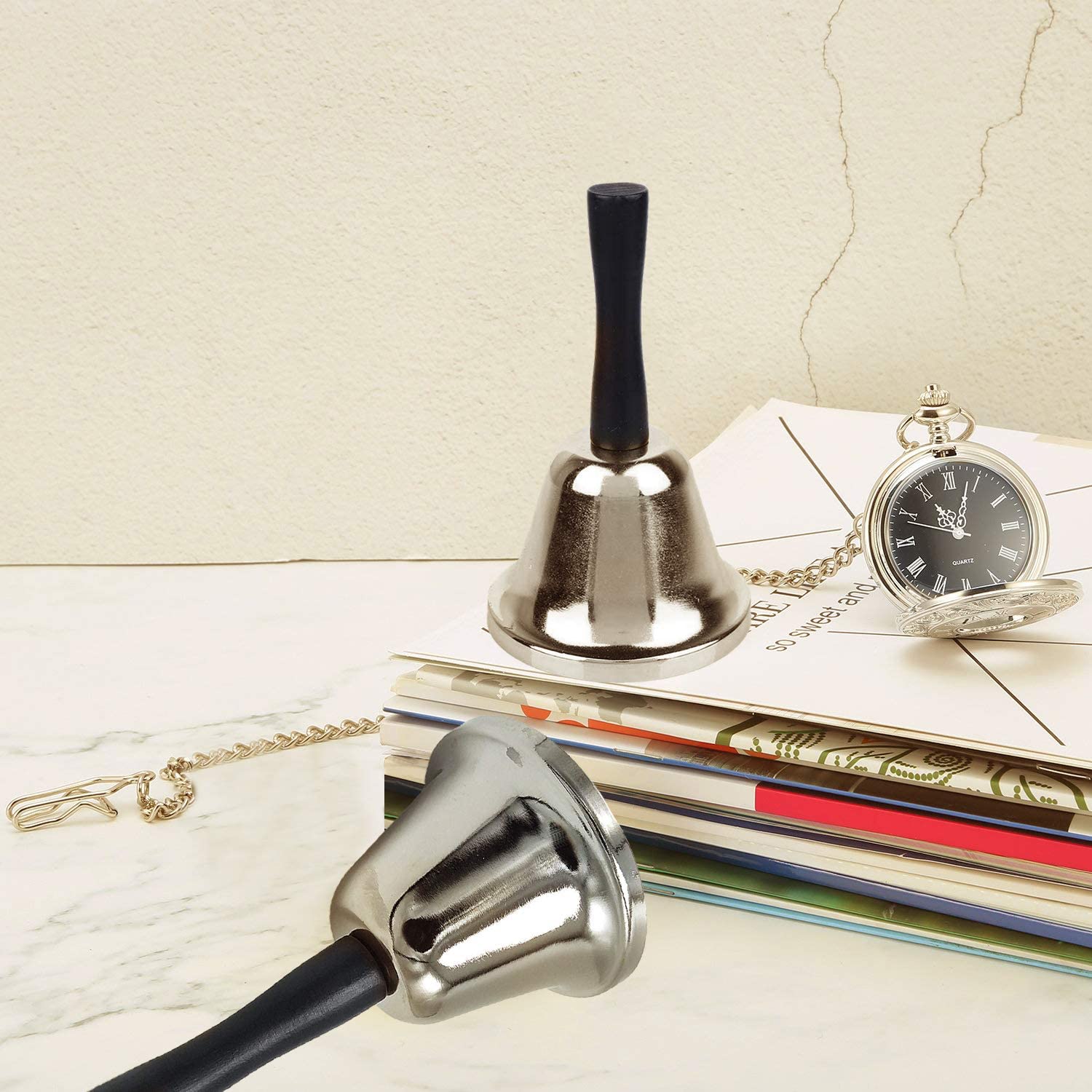 XCOZU Stainless Steel Hand Bell, Small Hand Bell Attention School Bell