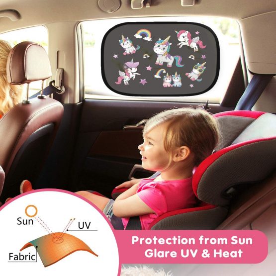 UEOTO Car Sun Shade 2 Pack - Car Window Shades for Kids Baby Pet UV Rays/Sunlight Protection, Car Sunshades Shield Visor for Children with PVC Adsorption Electrostatic for Car Side Windscreen Window - Image 3