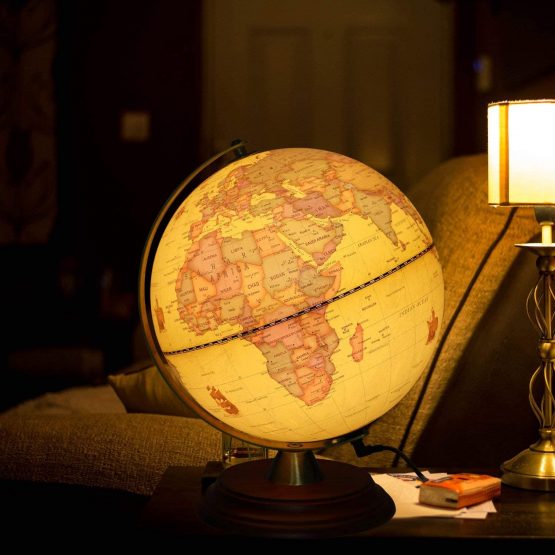 TTKTK Illuminated World Globe For Kids With Wooden Stand,Built In LED ...