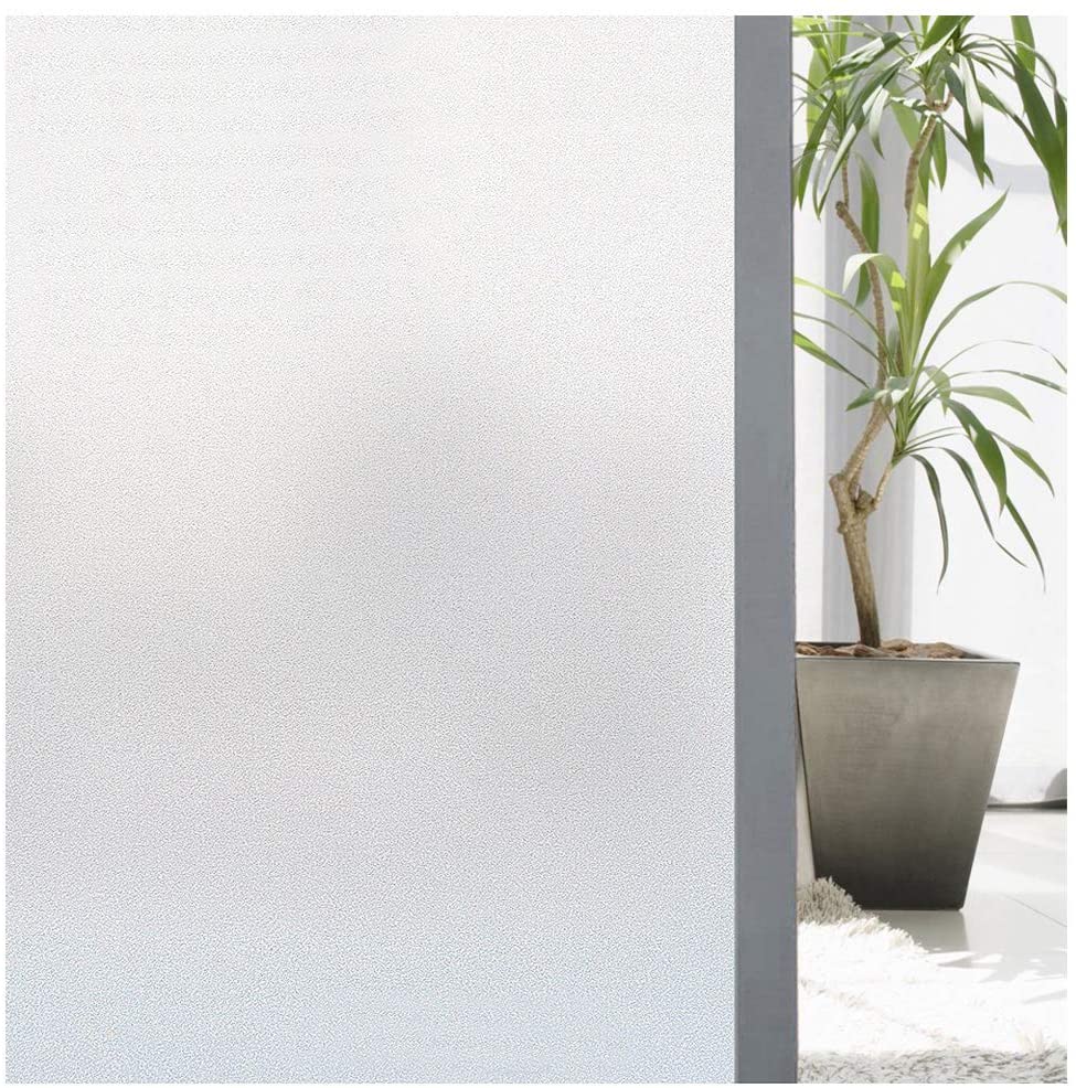 Zindoo Frosted Opaque Window Film Stain Glass Film Window Cling No-Glue Static Self-Adhesive Vinyl Window Clings for Home Bathroom Office