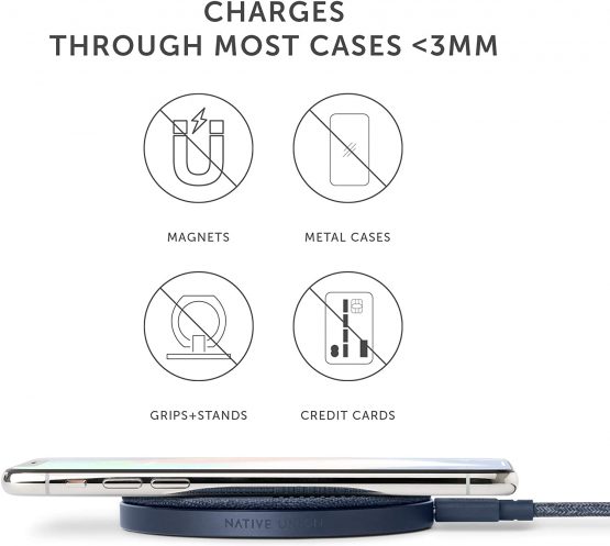 Native Union DROP - High Speed Wireless Charger [Qi Certified] 10W Non-Slip Fast Wireless Charging Pad - Compatible with iPhone 12/12 Pro/12 Pro Max/12 mini/11/11 Pro/11 Pro Max (Indigo) - Image 4