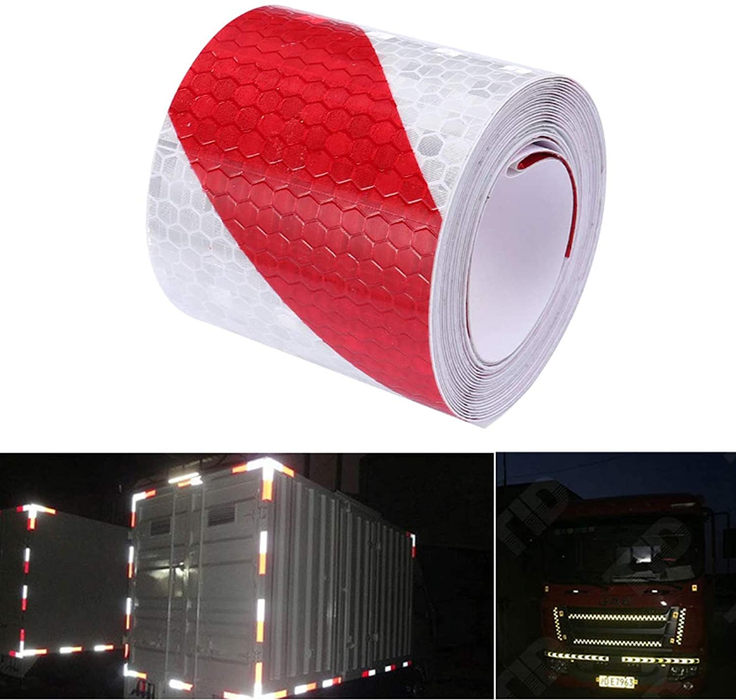 2 Rolls Reflective Warning Tape Red White Stripes Reflector Safety