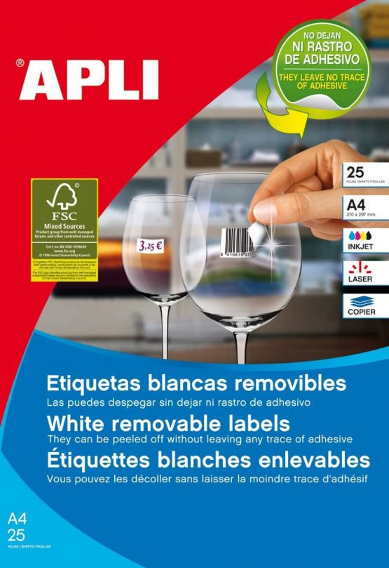 APLI Etikett 35,6x16,9 mm Ilk ws 2000St RUNDE ECKEN Removable