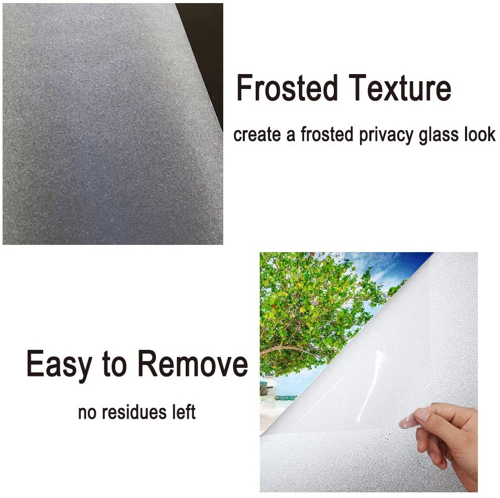 Qualsen Window Film Privacy frosted window film privacy film for glass windows Static Cling No Glue Anti UV for Office Home Bedroom Kitchen (44.3 x 200cm) - Image 4