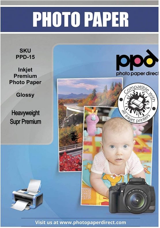 PPD 100 Sheets A4 Inkjet Super Premium Glossy Photo Paper 280gsm Professional Photographer Grade Instant Dry Fade and Water Resistant (PPD-15-100)