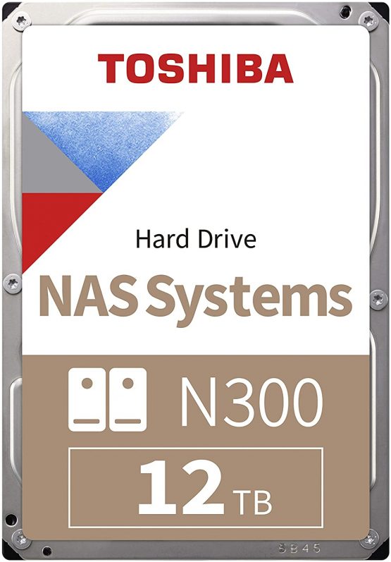 Toshiba 12TB N300 NAS 3.5’’ SATA Internal Hard Drive. 24/7 Operation, Supports 1-8 bay systems, 256MB Cache, 180TB/Year workload, 3yr Warranty (HDWG21CUZSVA).