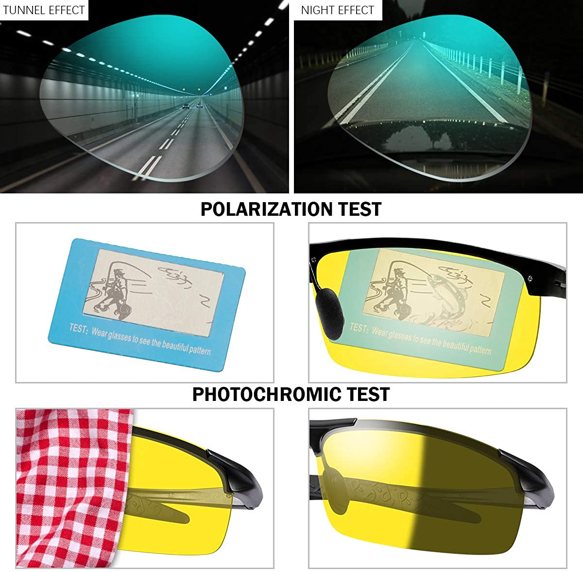 YIMI Polarized Photochromic Driving z87 Sunglasses For Men Women Day and Night safety glasses, 8177-yellow - Image 2