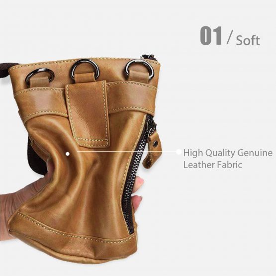 FANDARE Small Crossbody Bag Leather Mobile Phone Waist Pocket Shoulder Bag Business Messenger Bag for Men Waterproof Satchel Bag Dark Brown - Image 3