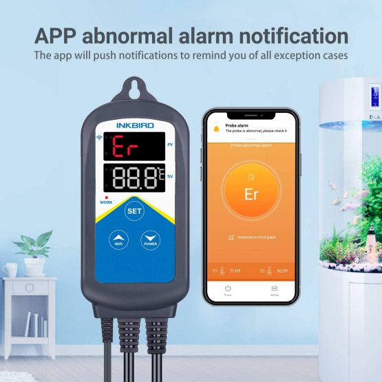 Inkbird ITC-306A-WiFi Aquarium Temperature Controller Aquarium Thermostats Fish heater thermostat with Dual Heating Socket for Marine Tank Fish Shrimp Tortoise（No Timer） - Image 4