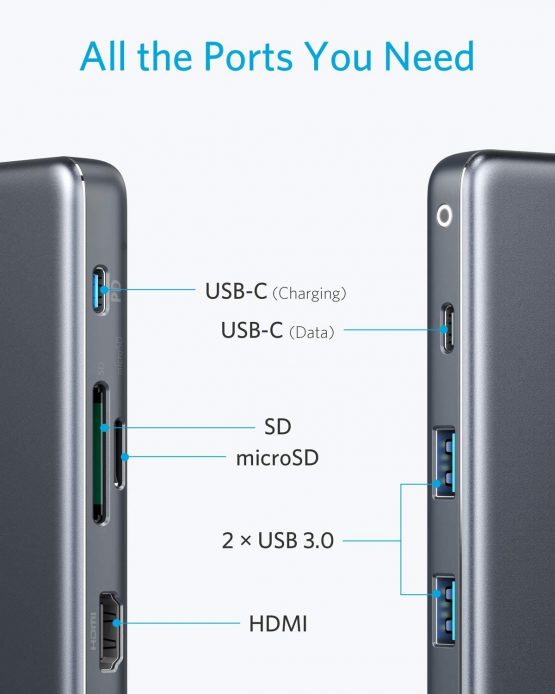 Anker USB C Hub, PowerExpand+ 7-in-1 USB C Hub Adapter, with 4K HDMI, 100W Power Delivery, USB-C and 2 USB-A 5Gbps Data Ports, microSD and SD Card Reader, for MacBook Air, MacBook Pro, XPS, and More - Image 2