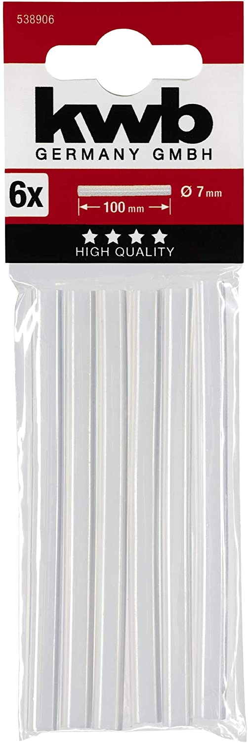 kwb KWB, Clear, 538906 Adhesive Sticks 7 x 100 mm for hot Glue Pistols 6 pcs, Transparent - Image 2