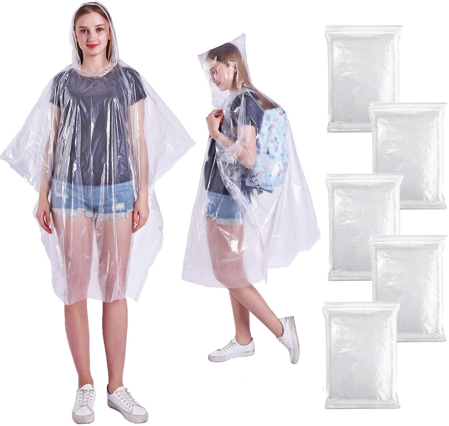 Disposable Poncho, Emergency Rain Poncho, Transparent, Dust and Wind