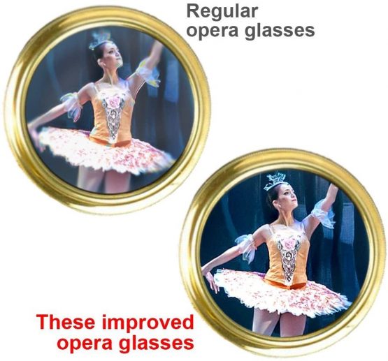 HQRP 3 x 25 Opera Binoculars/Theater Glasses w/Crystal Clear Optic (CCO) White pearl with Gold Trim w/Necklace Chain - Image 4