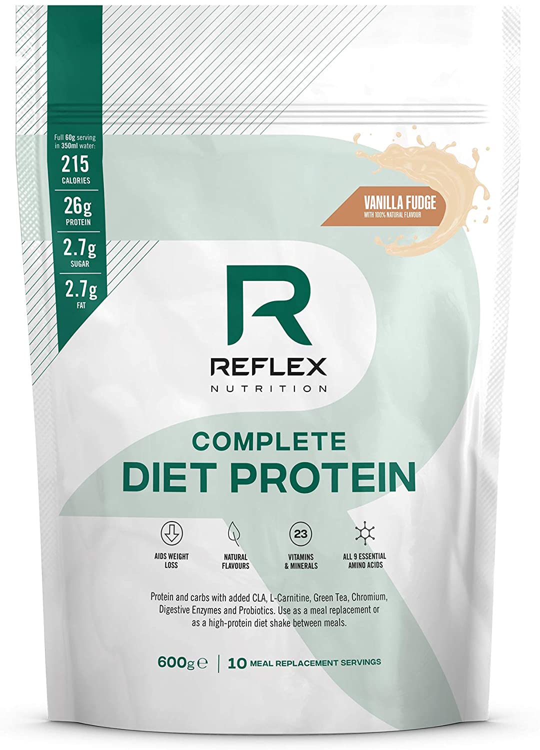 Reflex Nutrition Diet Shake | Diet Meal Replacement Shake | 108 Calories | Diet Protein Powder (Vanilla Fudge) (600g)
