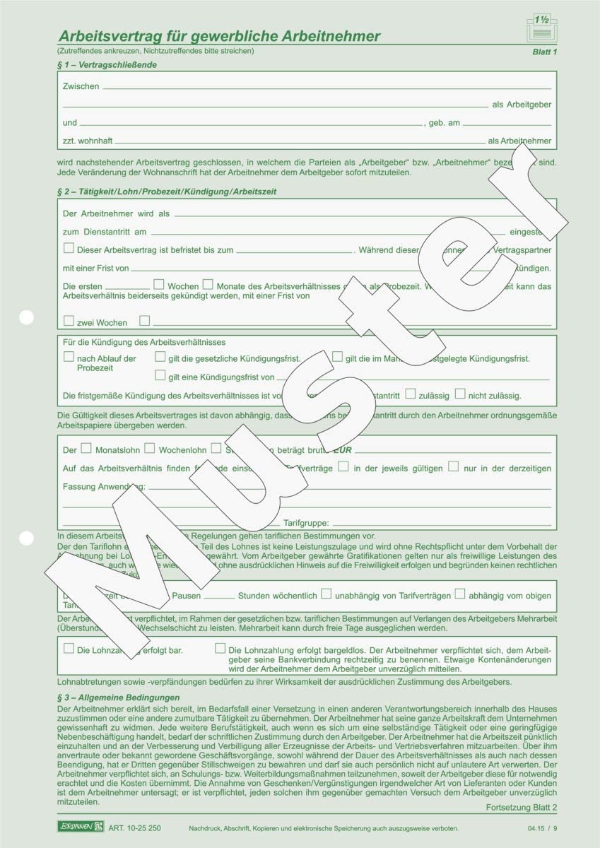 Baier & Schneider Contract Form Work Contract for Commercial Sector/Carbonless Copying/A4 2x2 Bla, weiß - Image 2