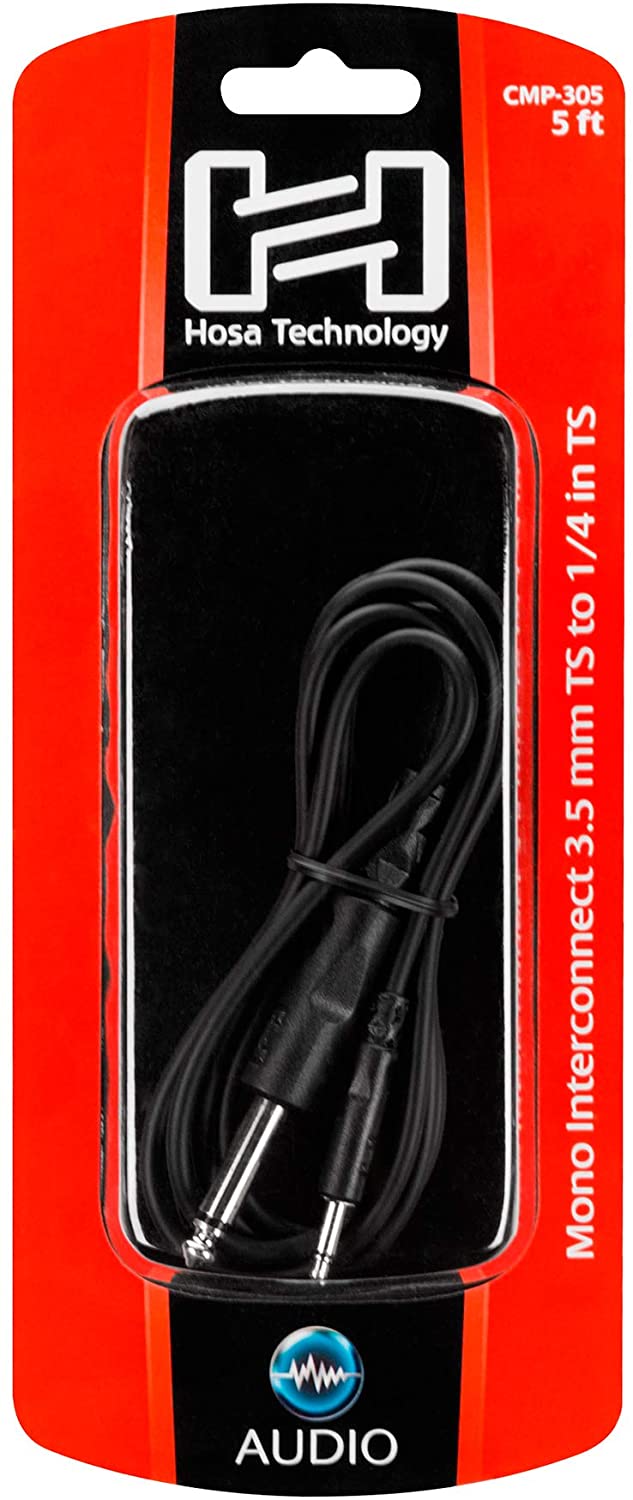 HOSA Mono Interconnect 3.5 Mm Ts to 1/4 in Ts 5 Ft, Black, 5' - Image 3