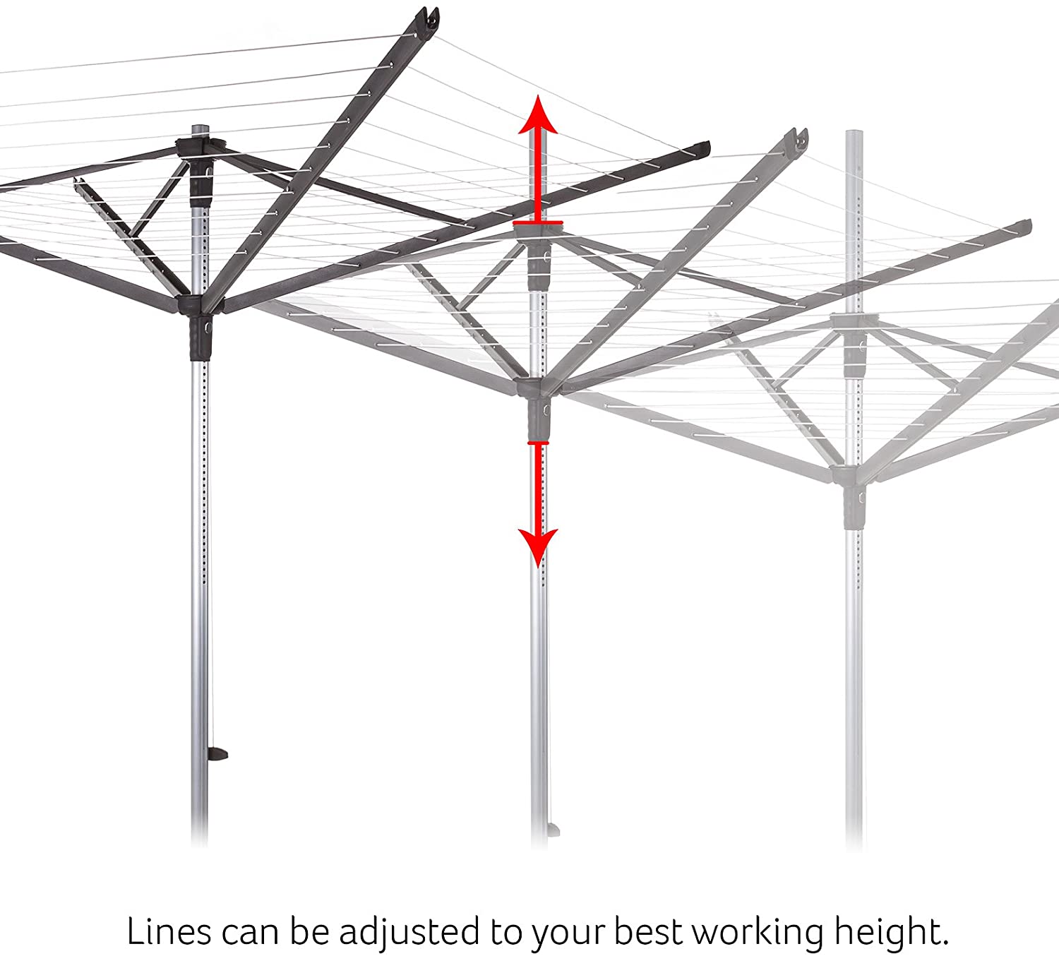 Minky RotaLift 60m 4 Arm Rotary Clothes Airer, Silver, 60 m - Image 4