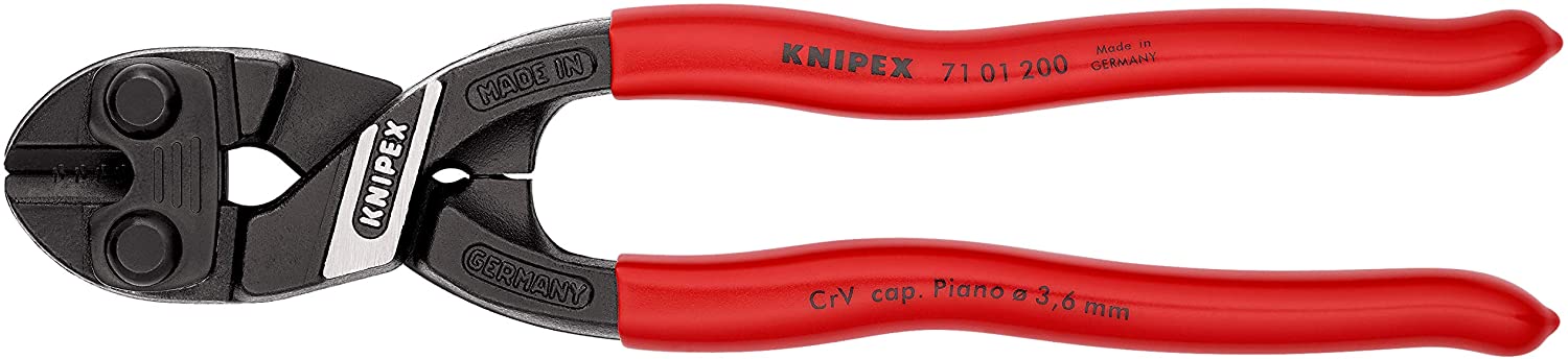 KNIPEX Cobolt Compact Bolt Cutter Self-Service Card with Plastic Coating 200 mm, 71 01 200 SB, Black - Image 3