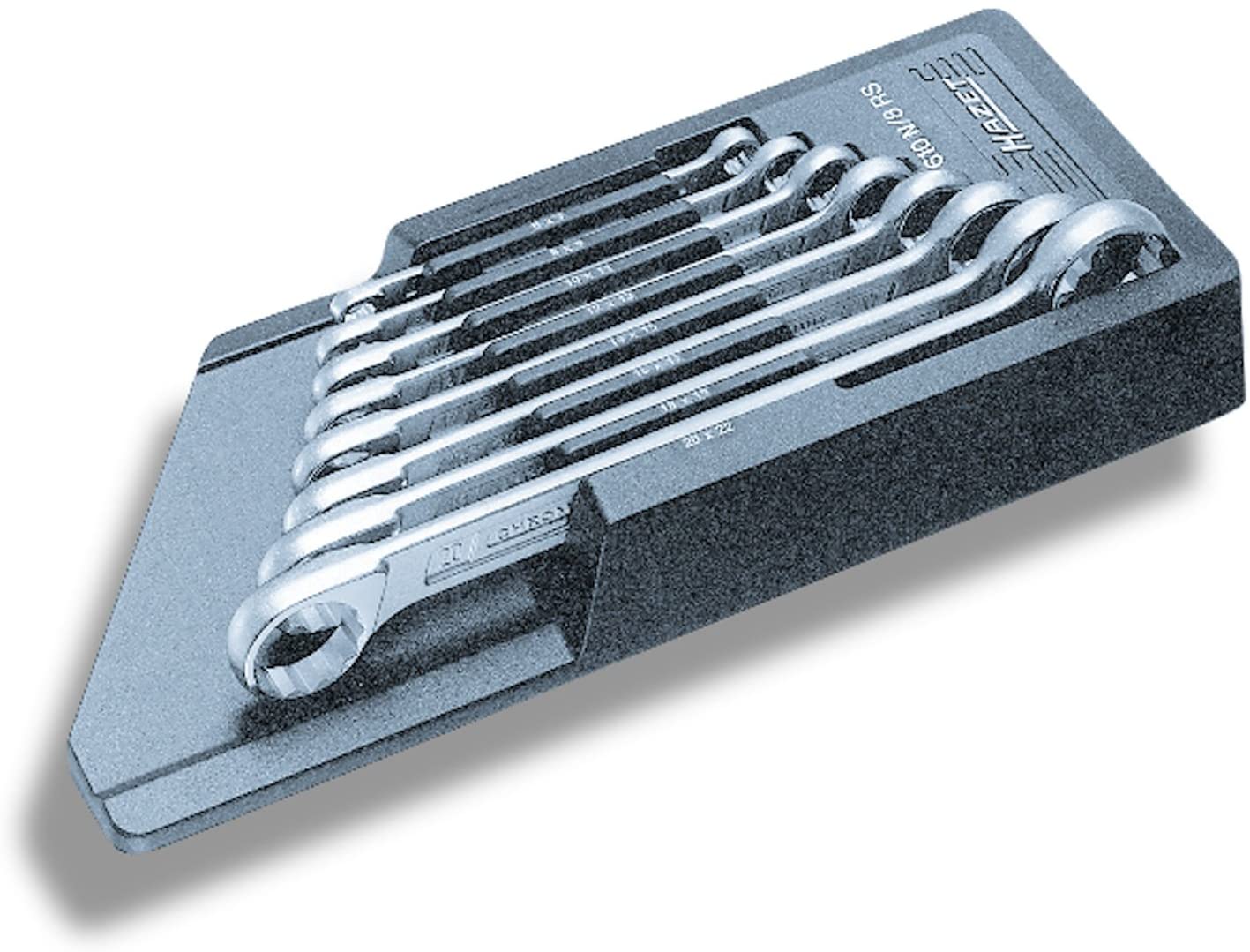 HAZET 610N/8RS 12-Point Traction Profile Polished Head Double Box-End Wrench Set - Chrome-Plated