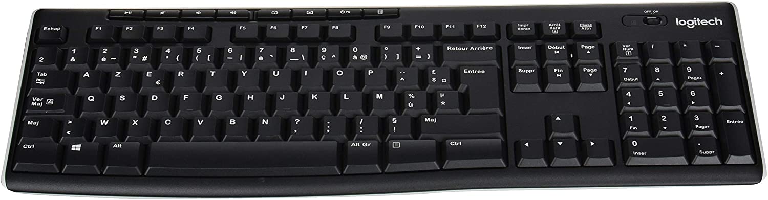 Logitech K270 Wireless Keyboard for Windows AZERTY French Layout - Black, 3.20 x 45.00 x 16.00 CM