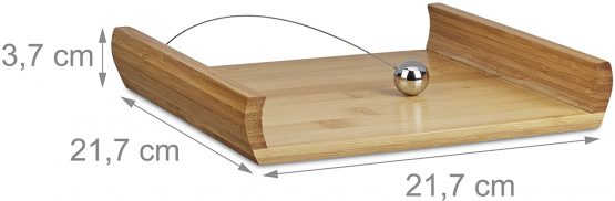 Relaxdays Bamboo Napkin Holder, HxWxD: 3.7 x 21.7 x 21.7 cm, Ball as Weight, Wood, Napkin Stand, Natural Brown - Image 2