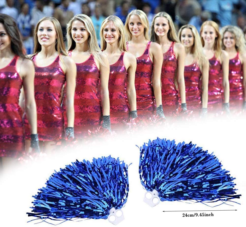 AUHOTA 24Pcs Metallic Cheerleading Pom Poms for Kids, 12 Pair