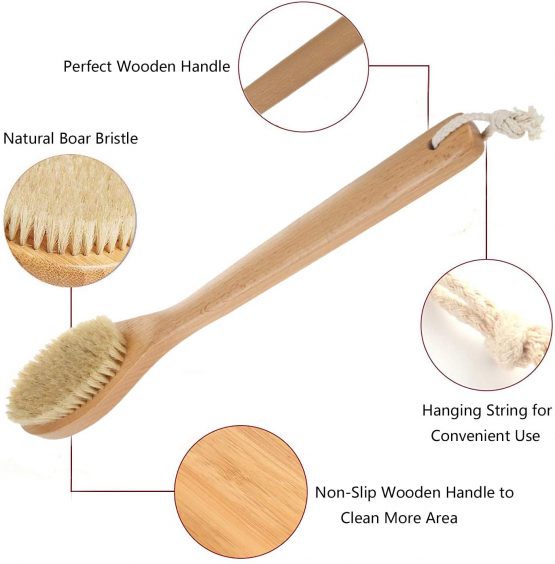 Bath Brush,Body Brush,Shower Brush,Back Scrubber with Natural Bristles and Long Handle Improves Blood Circulation, Exfoliates, Skin Health - Image 2