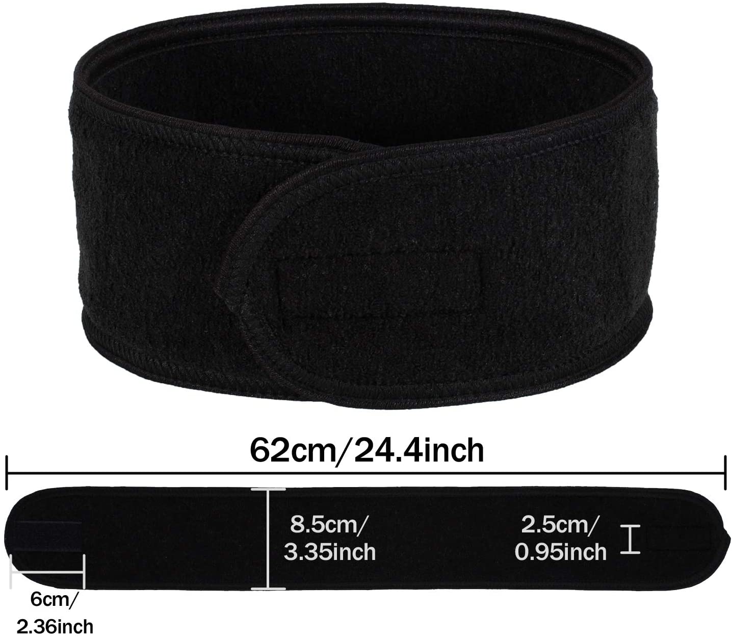 Whaline 4 PCS Spa Facial Headband Make up Hair Band, Terry Cloth Headband, StretchTowel for Sport Yoga Shower (Black) - Image 2