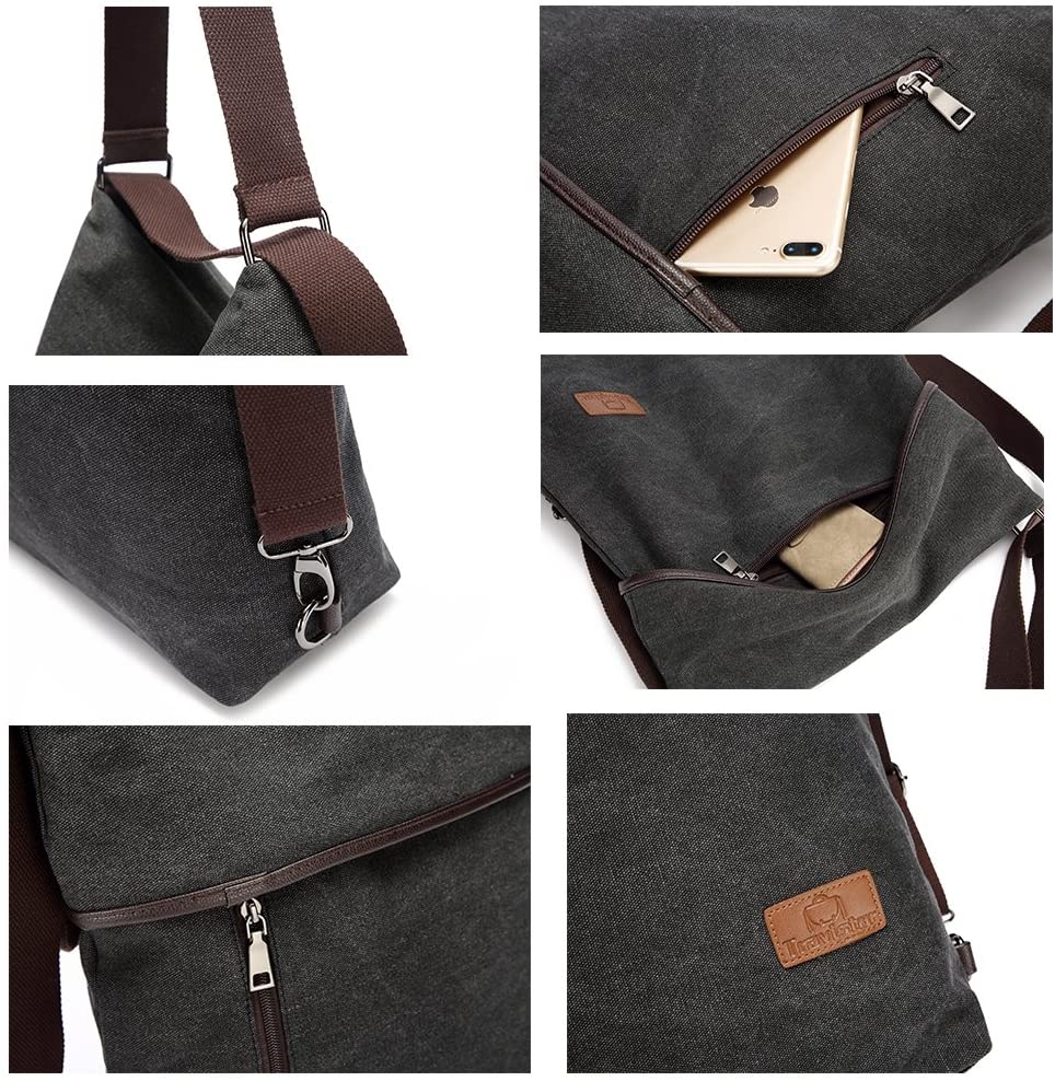 Travistar Canvas Hangbag Shoulder Bag Womens Ladies,Vintage Backpack Tote Rucksack Shopping Bag for Work School Travel Casual Daily(Gray) - Image 4