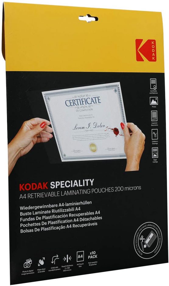 KODAK | Size A4 Retrievable Laminating Pouches | Pack of 10 | 200 Micron Thickness | KODAK Brand Quality, KD-LMA4RET-PK10F - Image 3