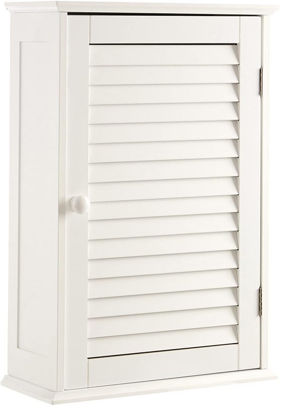 Premier Housewares Bathroom Wall Cabinet with Single Shutter Door, 57 x 39 x 17 cm - White - Image 2